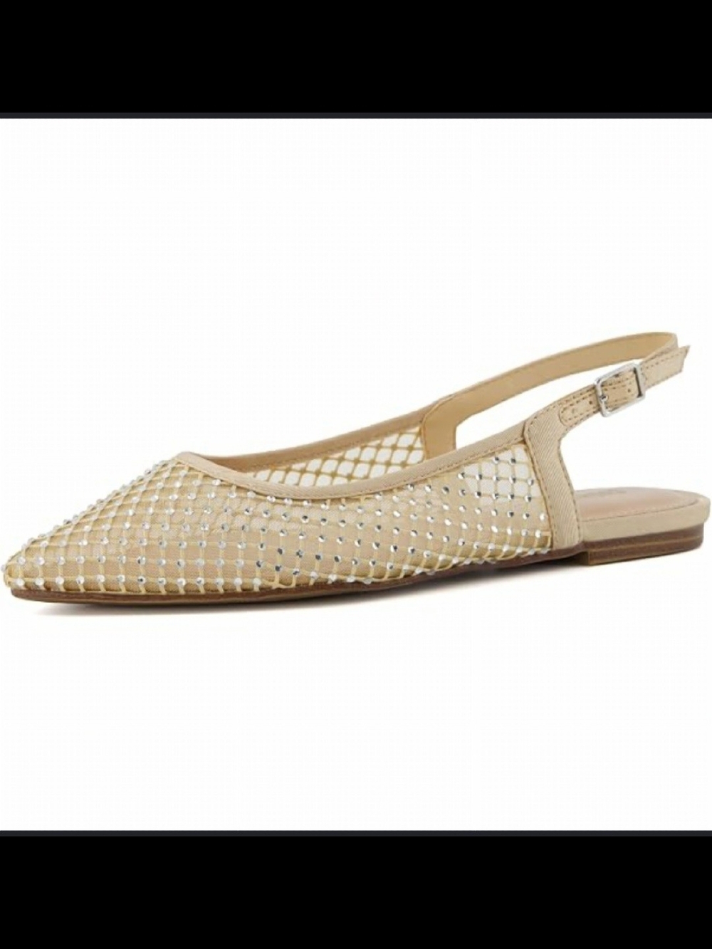 Sincerely Jules SJ Lark Beige Mesh Rhinestones Slingback Flats Sz 7